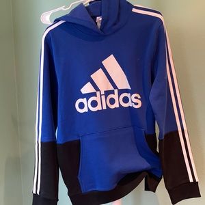 Blue and black adidas logo hoodie